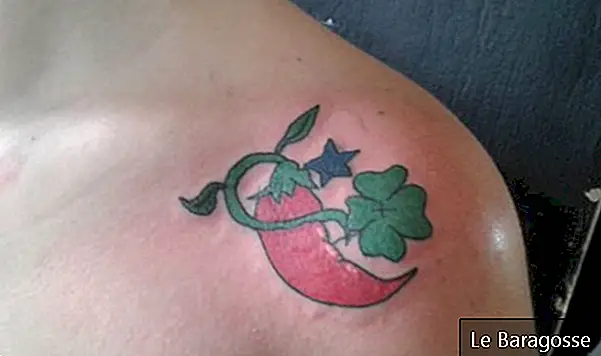 30. To protect and be lucky, the shoulder pepper tattoo.