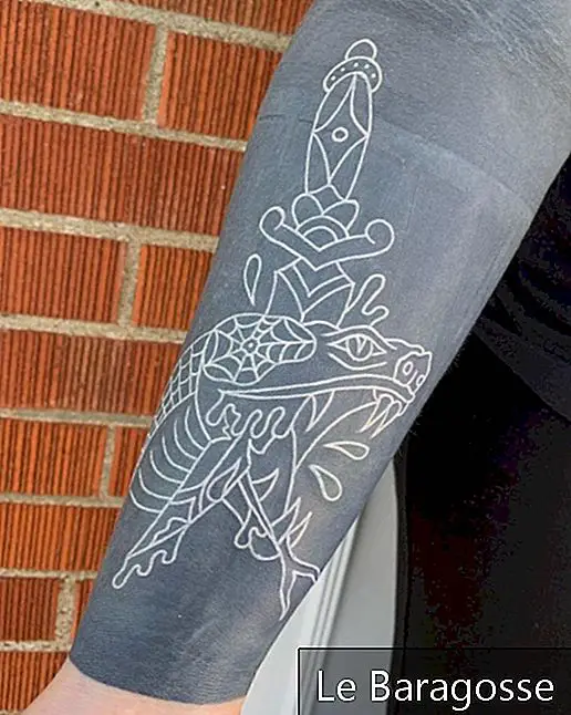 Haut auf dunkler weißes tattoo White Ink: